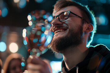 Close-up of a recipient's joyful expression upon receiving their trophy, capturing the essence of victory - obrazy, fototapety, plakaty