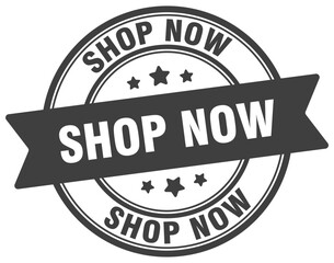 shop now stamp. shop now label on transparent background. round sign