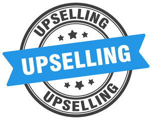 upselling stamp. upselling label on transparent background. round sign
