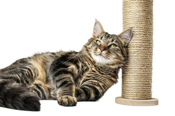 Durable Cat Scratching Posts for Healthy Claws On Transparent Background.
