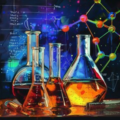 glassware with chemicals