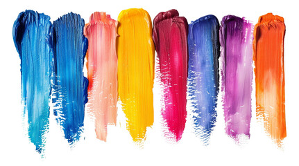 Vivid brush strokes of paint isolated on transparent background