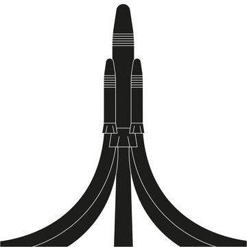 Rocket Launch in trend Woodcut Cordel style isolated white background. Sketch of Space Rocket. Simple black Hand Drawn Grunge Intercontinental Missile. Vector illustration. Editable stroke 