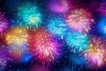 Fototapeta premium Dazzling Firework Gradient Explosions: Colorful Burst Patterns