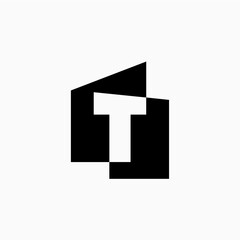 t Letter House Monogram Home mortgage architect architecture logo vector icon illustration