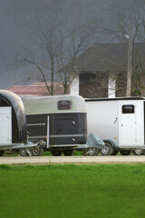 Horse Trailers Lined Up for Transport Duty. Safe Travels for Steeds.