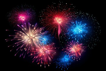 Fototapeta na wymiar Dazzling Firework Gradient Explosions: Night Sky Illumination Extravaganza
