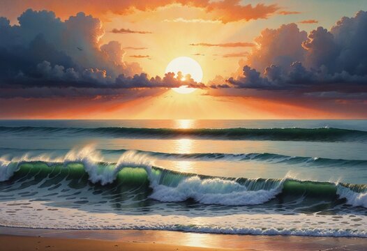 Serene Coastal Scene at Sunrise