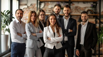 A group of entrepreneurs shares their successful cases and experience during an international business seminar. Teamwork is the key to success and achievement of goals. Smiling business people
