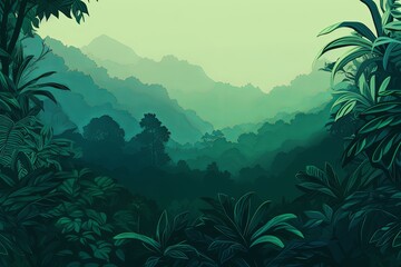 Fototapeta na wymiar Exotic Jungle Green Gradients - Lush Forest Dreamscape Palette