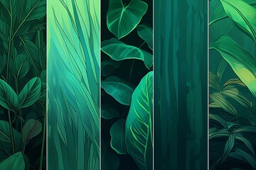 Exotic Jungle Green Gradients: Tropical Flora Vibrance