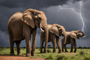 elephant in the rain