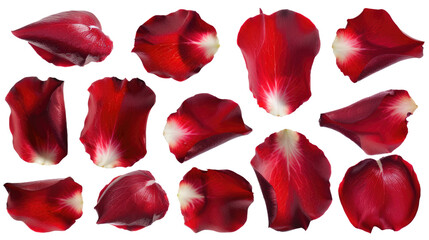 red rose flower leaves isolated on white or transparent png