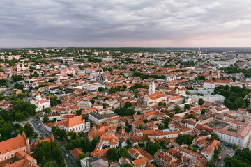 Aerial view of Vilnius Old Town, one of the largest surviving medieval old towns in Northern Europe. - 794965829