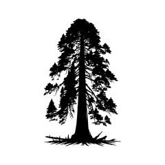 Crimson Giants: Professional Redwood Tree Vector Silhouette for Natural Landscape Designs.- Redwood Tree Illustration.