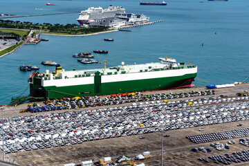 Car carrier ship moored at the terminal