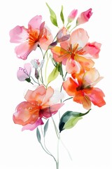Obraz na płótnie Canvas Lush and bright watercolor painted spring flowers, isolated on white --ar 2:3 Job ID: 0e6f20e1-066c-4c12-8817-ed6d009b2a9a