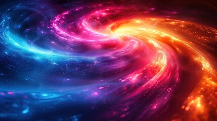 Abstract colorful glowing light spirals black hole background motion effect energy flow and technology concept - obrazy, fototapety, plakaty