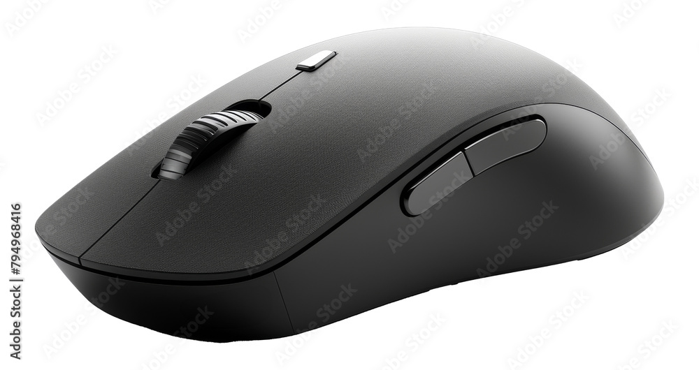 Poster ergonomic wireless computer mouse with scroll wheel isolated on transparent background