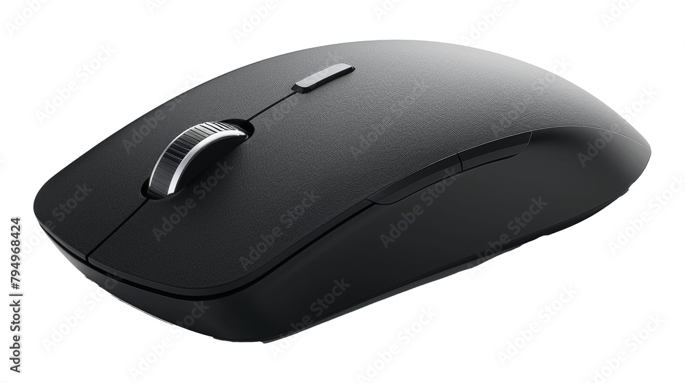 Poster Ergonomic wireless computer mouse with scroll wheel isolated on transparent background