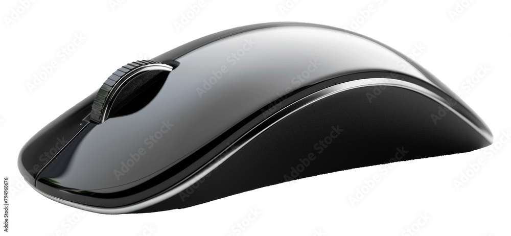 Poster ergonomic wireless computer mouse with scroll wheel isolated on transparent background