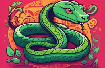 snake, year of the snake, new year 2025, new year of the snake, graphic snake, Chinese style snake