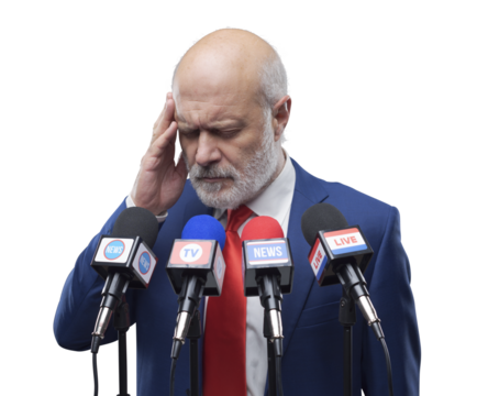 Politician feeling unwell during the press conference