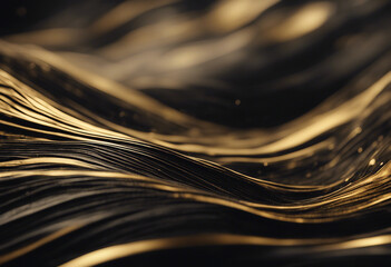 Abstract black gold luxurious noble waves texture background panorama banner for web design backdrop