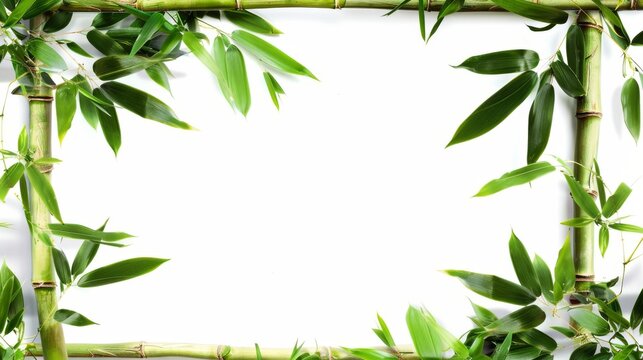 bamboo frame isolated on white, photo frame, bamboo trunk, bamboo tree, white background, Generative Ai.