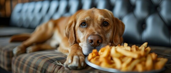 Lazy man and overweight dog eating junk food while watching TV. Concept Lazy Lifestyle, Unhealthy Habits, Couch Potato, Pet Obesity, Junk Food Enthusiasts