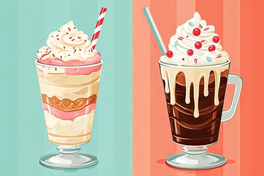 Vintage Diner Menu Designs: Nostalgic Milkshake Ads Collection
