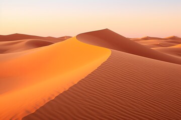 Fototapeta na wymiar Golden Hour Sahara Sand Dune Gradients and Reflections