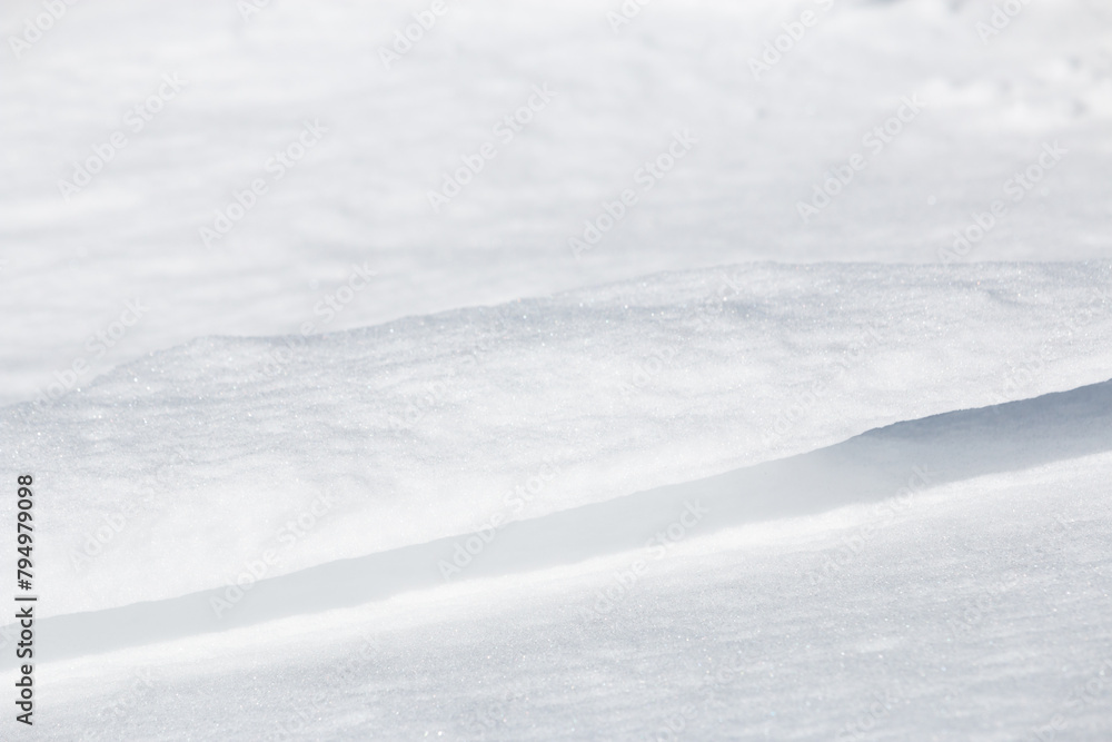 Poster close up of thin ledge of windswept sparkling snow abstract background