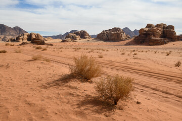 Landscape of Wadi Rum desert in Jordan
