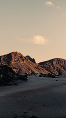 Sunset light in the volcano mountain range of the Teide National Park