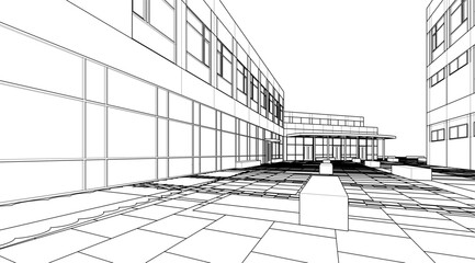 architectural drawing 3d illustration sketch project