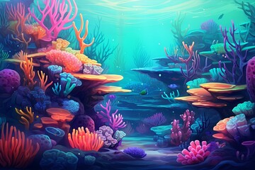 Tropical Coral Reef Gradients - Aquatic Harmony Colors in Digital Image