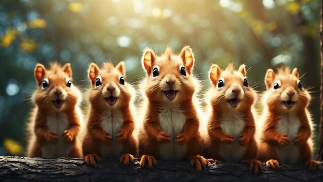 cute squirrels in nature