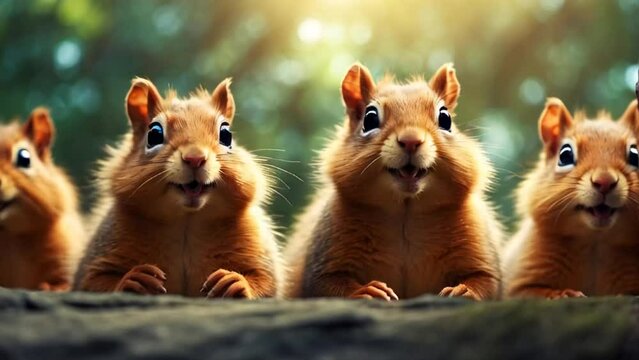 cute squirrels in nature