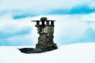 Chimney from the area of Gaalaa in Oppland, Norway, the Easter of 2024.