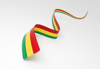 3d Flag Of Guinea 3d Wavy Shiny Guinea Ribbon Flag Isolated On White Background 3d Illustration