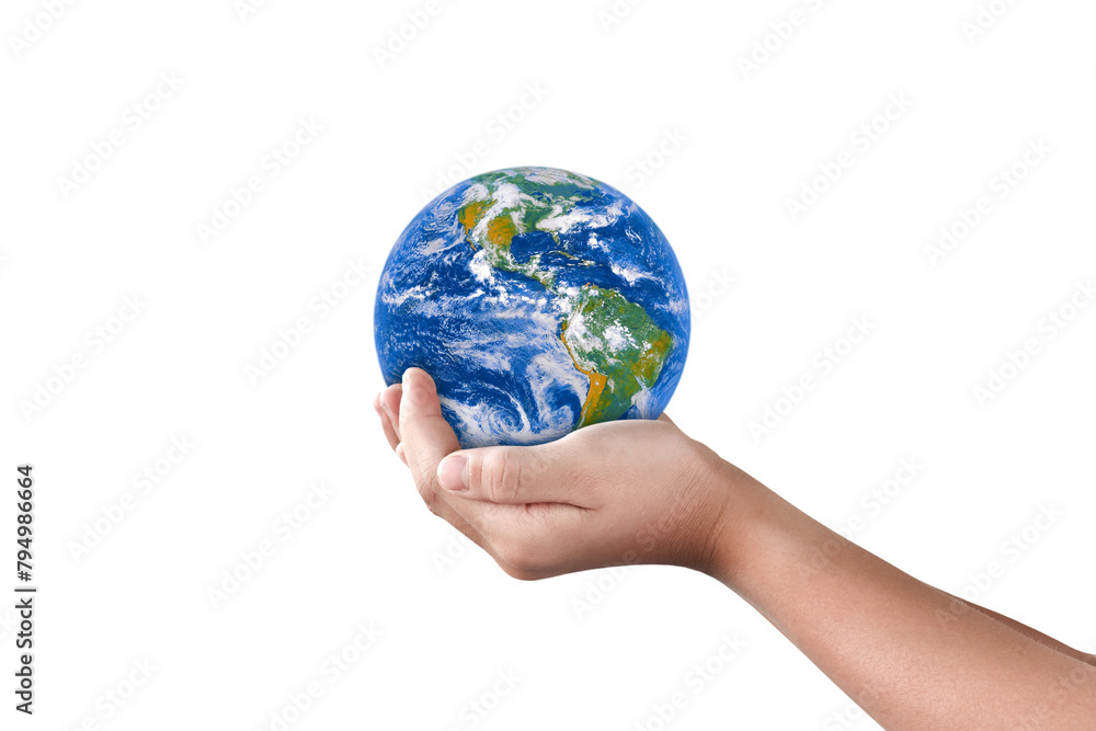 Canvas Prints hands holding globe earth isolated on transparent background. png file