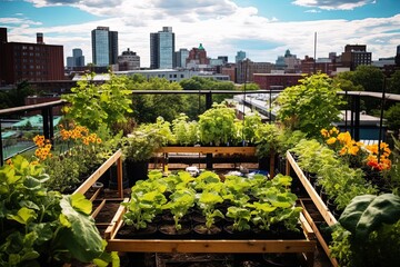 Fototapeta premium Solar-Powered Rooftop Gardening Guides for Urban Spaces