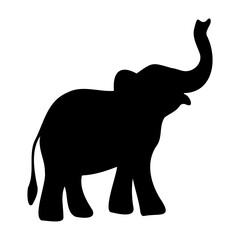 Single black elephant silhouette illustration isolated on white background vector clipart