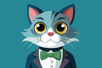 A sassy cat with a bow tie and monocle