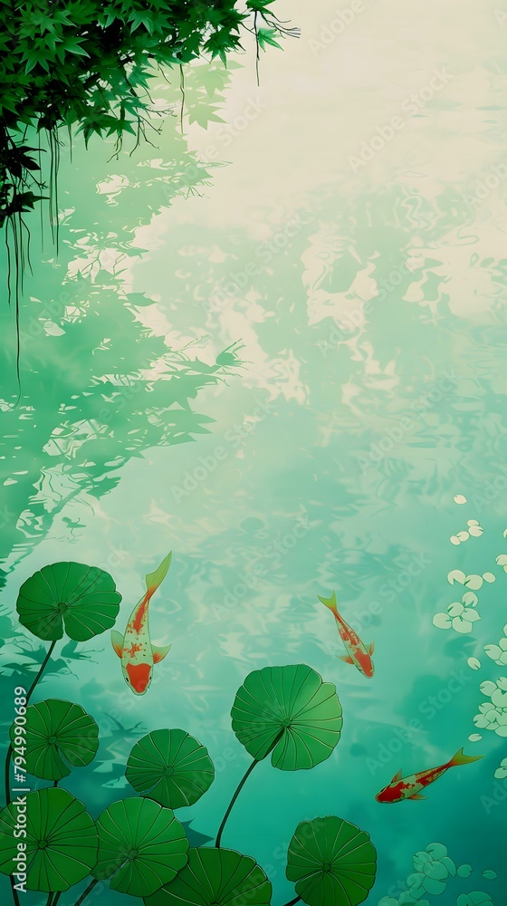 Canvas Prints fish swimming in a pond