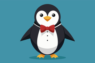 A stylish penguin in a tuxedo and bow tie