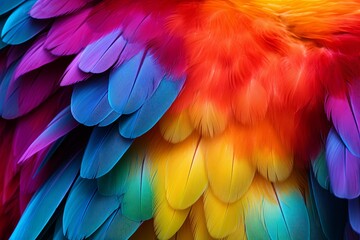 Obraz premium Vibrant Parrot Feather Gradients - Brilliant Feather Art Masterpiece