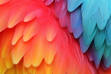 Fototapeta premium Vibrant Parrot Feather Gradients: Colorful Avian Artistry
