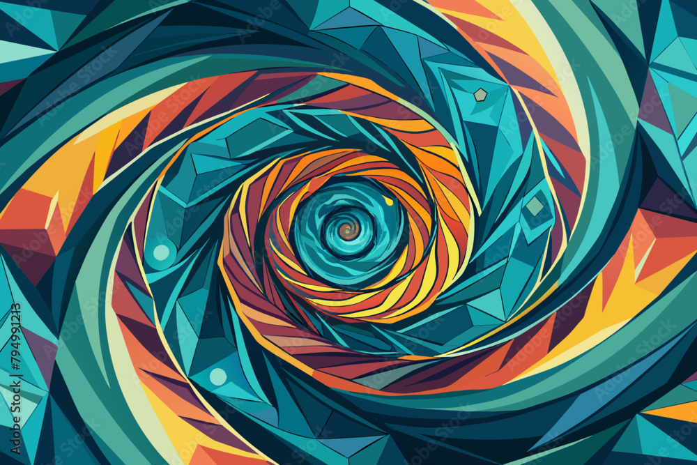 Aufkleber A swirling vortex of geometric shapes representing complexity and intricacy